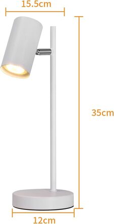 Настільна лампа для вітальні, спальні та офісу: поворотна 350°, цоколь GU10, металева, з вимикачем, білий (2 шт.)