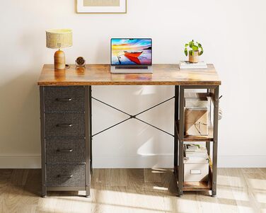 Компактний письмовий стіл Coleshome з 4 висувними ящиками, 100x40 см, з полицями, для офісу, кабінету, спальні, коричневий