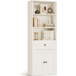 Стелаж Coleshome з дверцятами та шухлядами: 5 полиць, 48x24x164.2 см, білий