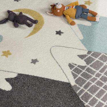 Дитяча кімната Дитячий килимок Ігровий килимок Хлопчик Дівчатка Короткий ворс Сучасні гори Зірки Хмари Рожевий, Розмір (120x160 см)