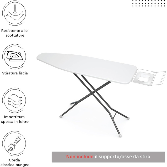 Чохол для прасувальної дошки Encasa XO Mini з потовщеною підкладкою, однотонний, гумкою (підходить для стандартних дошок 125x39 см), з відбиттям тепла - Білий L