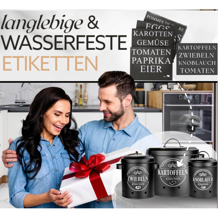 IDEALTASTIC® Преміум Коробка для зберігання картоплі [3 шт] | Набір з 3 контейнерів для картоплі, цибулі та часнику з системою 360° вентиляції для свіжості | Чорний