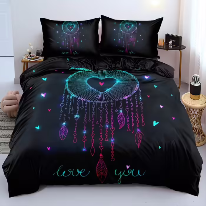 Набір підковдр Chanyuan Dreamcatcher 200x220 см, 3 частини, чорний, мікрофібра, в т.ч. наволочка