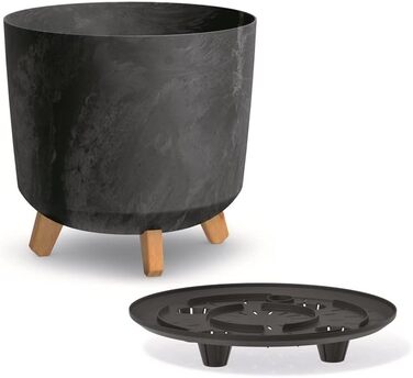 Плантатор BirnePower Gracia Slim 44,5 см – сучасний горщик для квітів з ніжками, бетонної текстури, стійкий до УФ та погодних умов, елегантний кашпо для балкона, саду, інтер'єру – антрацит (висота 28,5 см)
