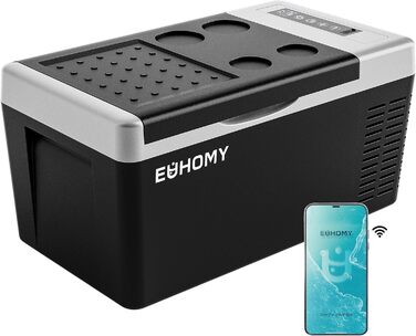 EUHOMY Компресорна холодильна сумка -20℃~20℃, 12V/24V автомобільний холодильник, портативний морозильник, з керуванням через додаток для кемпінгу, подорожей, вантажних автомобілів та дому (19QT)