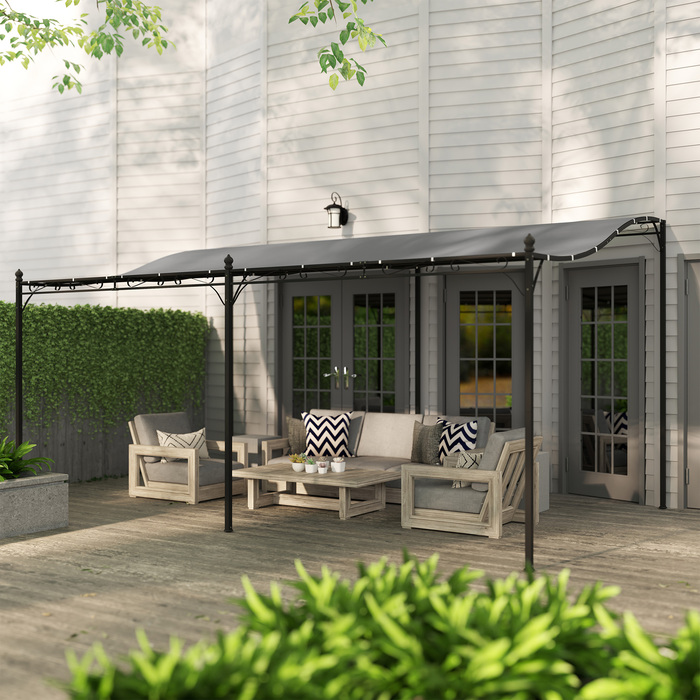 Альтанка Outsunny Extension Pergola з дахом, водовідштовхувальний навіс для альтанки, окремо стояча садова альтанка Патіо Навіс для альтанки Захист від сонця для саду патіо приблизно 3x5x2,5 м Темно-сірий | Аосом