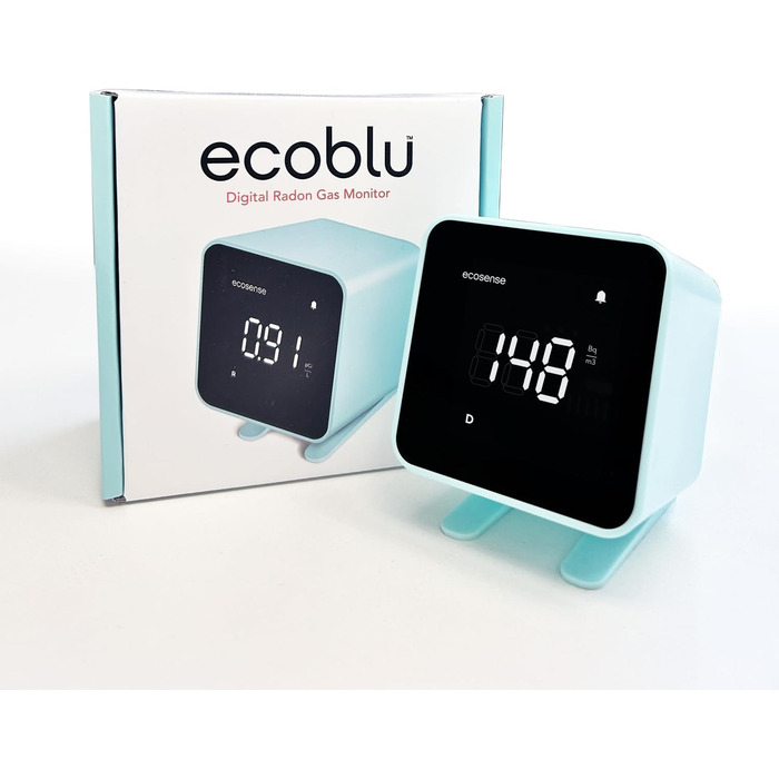 Виявлення радону Ecosense EB100 EcoBlu: моніторинг за 10 хвилин, простий у використанні, білий (блакитний)