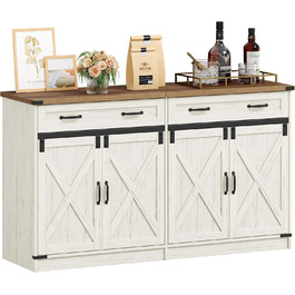 Кухонна шафа Hzuaneri з ящиком та 2 дверцятами, шафа для зберігання, регульовані полиці, стиль кантрі, 40 x 140 x 80 см, вінтажний коричнево-білий колір, SC94814X