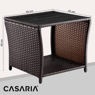 Журнальний столик Casaria Poly Rattan зі стільницею з ДПК, 45x45x40 см, 80 кг, стійкий до погодних умов, коричневий