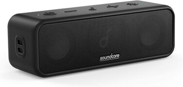 Soundcore 3 Bluetooth Портативна Колонка: Стерео Звук, Titan Membrana, BassUp, 24 год, IPX7, EQ, для дому, вулиці, саду (Чорний)