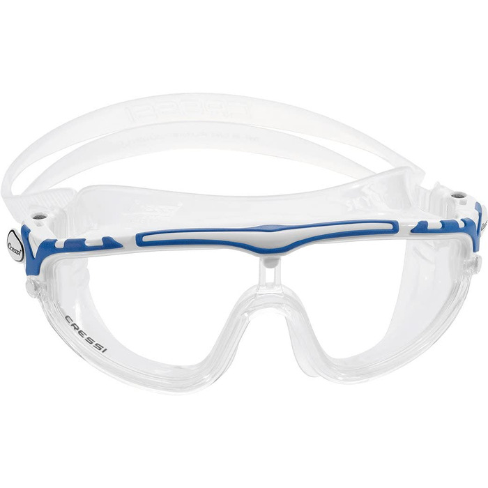 Плавальні окуляри Cressi унісекс Skylight преміум-класу для плавання з захистом від ультрафіолету 100, високоякісні матеріали (один розмір підходить всім, прозорий / білий / синій)