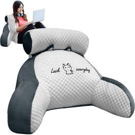 Комфортне крісло-подушка для читання, 70x50 см, сірий, з підголовником та підлокітниками