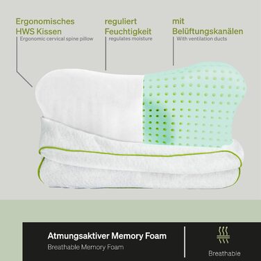 BLACKROLL® Recovery Pillow Set Jersey Anthrazit: ергономічна подушка для шиї та голови з Memory Foam, комплект з додатковим чохлом. Виготовлено в Німеччині. Подушка та чохол антрацитового кольору.