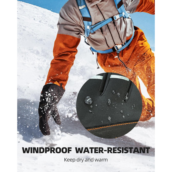 EBOSSOM Зимові рукавички для чоловіків та жінок, 7.4V водонепроникні теплі рукавички з підтримкою сенсорного екрану, вітрозахисні велосипедні рукавички для катання на лижах, піших прогулянок, їзди на мотоциклі та відпочинку