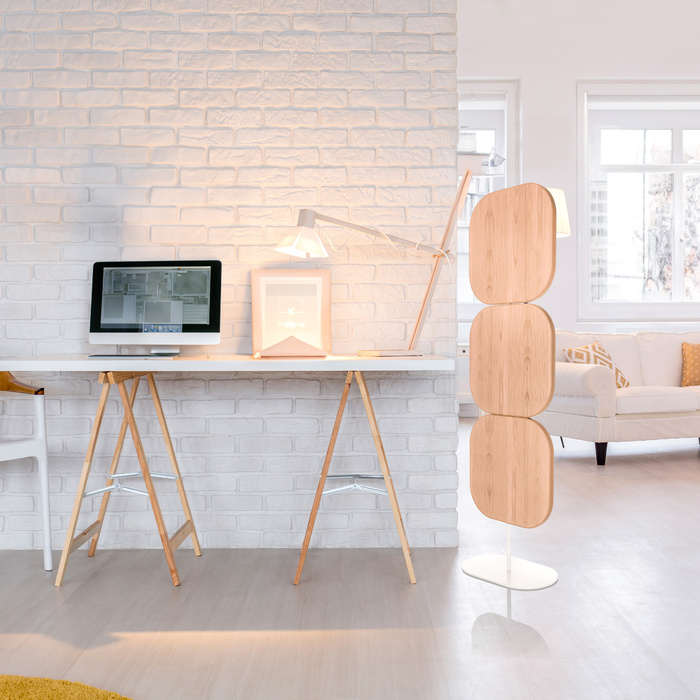 Перегородка акустична / мобільна перегородка FLEXMIUT W 174x50x2,8, шпон деревом PET дуб hjh OFFICE