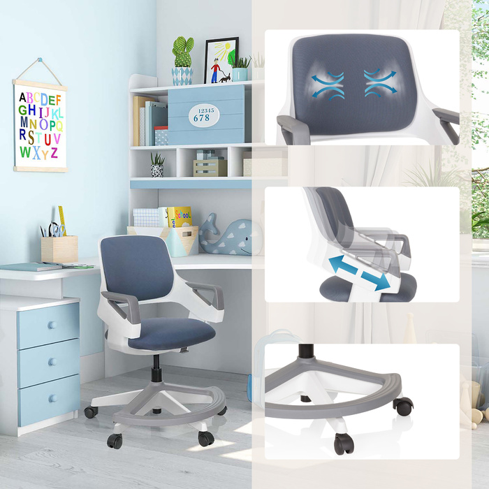 Дитяче крісло KID FLEX сітка тканина сірий hjh OFFICE