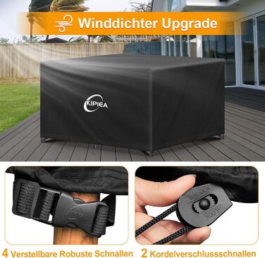 Чохол для садово-патіо меблів Kipiea, водонепроникний, прямокутний, 242x162x100 см, захист від снігу та сонця