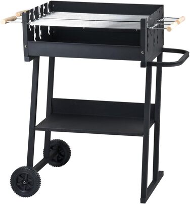 Мангал Tarrington House Brigida з чавунною решіткою, сталь, 2 регульовані решітки, на колесах, чорний