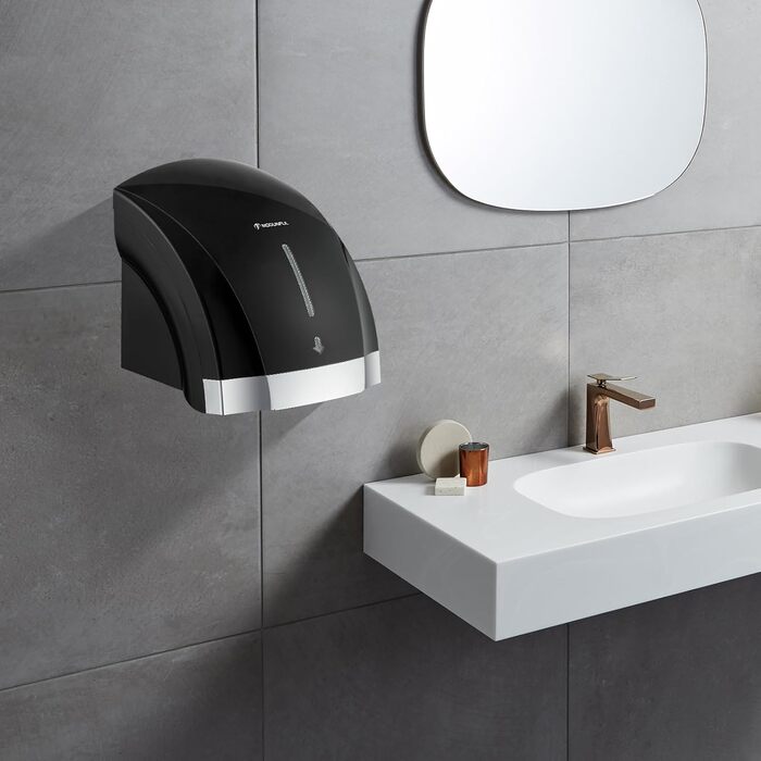 Автоматичний сушар для рук з інфрачервоним сенсором, настінний, 2000W, тихий (40 db), ABS-покриття (чорний)