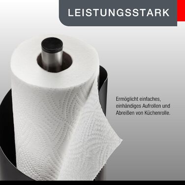 Тримач для паперових рушників GEFU Curve, чорний матовий stainless steel, стійка основа, для рулонів до 13 см, висота 30 см