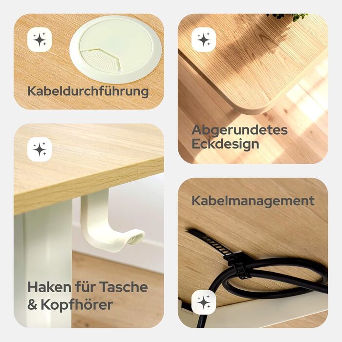 Електричний регульований стіл Arebos 120x60 см з пам'яттю | Столик для комп'ютера | Ергономічний офісний стіл | Стіл для стояння/сидіння | Бежевий