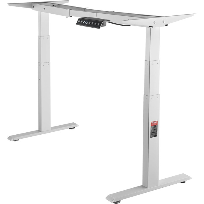 Електричний підйомний стіл-каркас VEVOR з подвійним мотором, регулювання висоти 65-129 см, довжини 110-178 см, ергономічна база для робочого місця, 3 положення (тільки каркас), білий, 110 x 58 x 64 см