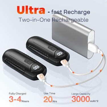 Грілки для рук акумуляторні, 2 шт, електричні, портативні, 6000mAh, кишенькові, ультралегкі, 5 режимів нагріву до 55°C, для кемпінгу, чорні