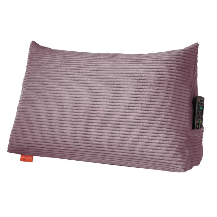 Подушка для спини в ліжко та на диван sleepling з вельвету, велика клиновидна подушка для читання та підтримки попереку з бічним кишенею, знімний чохол, 70x40x20 см, колір старе роже