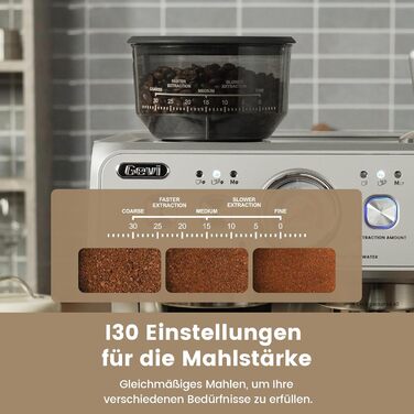 Gevi 2025 Upgrade: Професійна кавомашина еспресо з вбудованою кавомолкою, Dual Boiler, 20 Bar, 2.8л бак, нержавіюча сталь, срібна