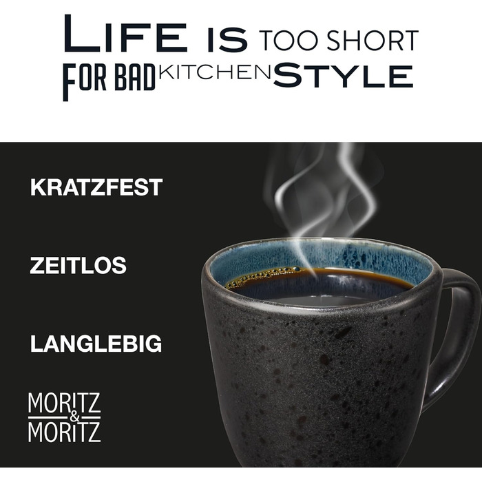 Набір посуду Moritz & Moritz ORGANIC на 6 осіб (24 шт.) - Керамічний посуд з високоякісної порцеляни. Включає: 6 тарілок для вечері, десерту, супу та чашок. Синій колір.