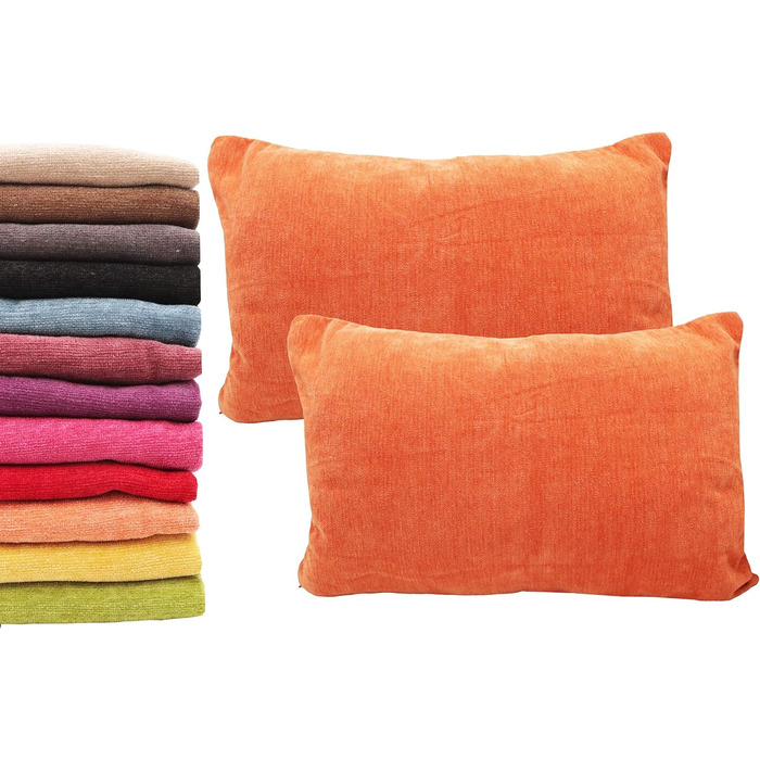 Набір з 2 чохлів на подушки 40x60 см з синельної тканини, прихована застібка-блискавка, декоративні для дивана та ліжка (помаранчевий, 40x60 см)