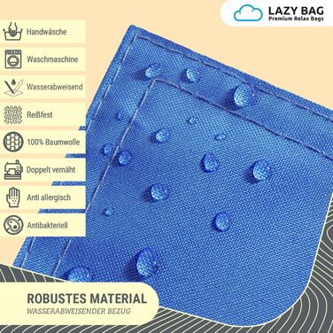 LAZY BAG Riesen-Sitzsack Classic XXL 140x180 см: великий крісло-мішок, 2-в-1 для сидіння та відпочинку | Зручний, з 4 млн EPS-кульок для ергономіки | Миючий знімний чохол з нейлону, блакитний