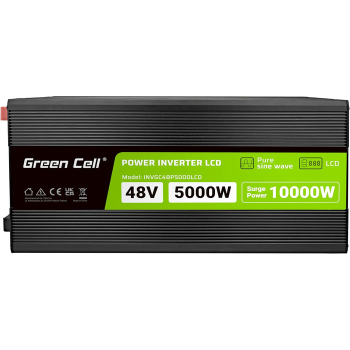 РК-перетворювач напруги Green Cell /4000 Вт до 230 В Перетворювач напруги з чистою синусоїдою Перетворювач напруги Pure Sine Wave Power Inverter Перетворювач постійного струму змінного струму Караван Автомобіль (48 В, 5000 Вт)