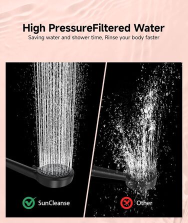 Фільтр для душу SunCleanse з ручним душем, 9 режимів, знімний, для жорсткої води, чорний матовий