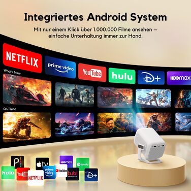 Smart проєктор AKIYO O4 з WiFi 6, Bluetooth 5.4, 4K, HDMI, USB, підтримкою PS5, автофокусом та автотрапецеїдною корекцією