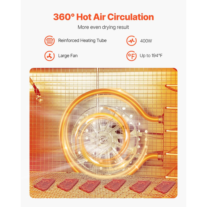Електрична сушарка для їжі VEVOR з 10 нержавіючими чашами, 1000 Вт, для м'яса, фруктів, овочів, трав, собачих ласощів