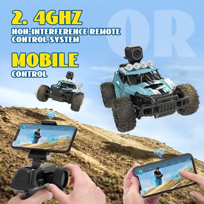 RC Truck DEERC 1:16 з камерою 1080P, WiFi, 2 акумулятори, 60 хв роботи, позашляховик для дітей та дорослих (36W)