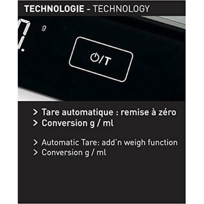 Професійні кухонні ваги TERRAILLON - тара, перетворення рідини, антипилове покриття, діапазон зважування 10 кг - модель 'Supreme сріблястий/чорний