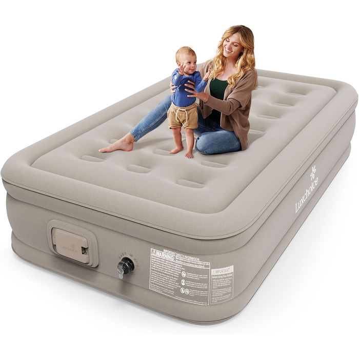 Надувне ліжко 2 персони, надувна матрац з самонадуваністю, портативний насос, антизносний та антишумовий матеріал преміум-якості. Підходить для кемпінгу або дому (одиночне).