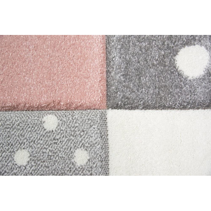 Килим-мрія для дитячої кімнати, ігровий килим і дитячий килим, дизайн у вигляді зірочок у формі серця, рожевий, білий, сірий, Розмір 120x170 см