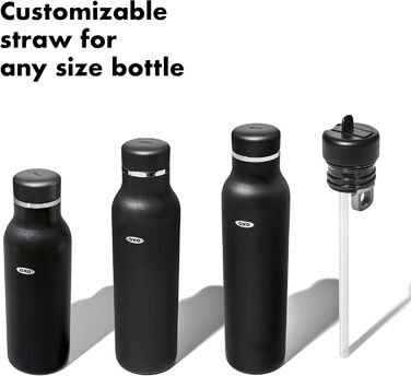 OXO Strive Ізольована пляшка для води зі стандартним кришкою, 473 мл, чорна