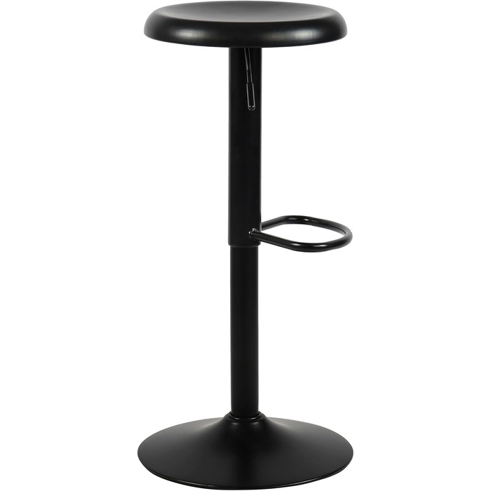 Набір з 2 барних стільців CLP Williston, регульована висота, з підніжкою, обертаються, з захистом для підлоги, чорний колір