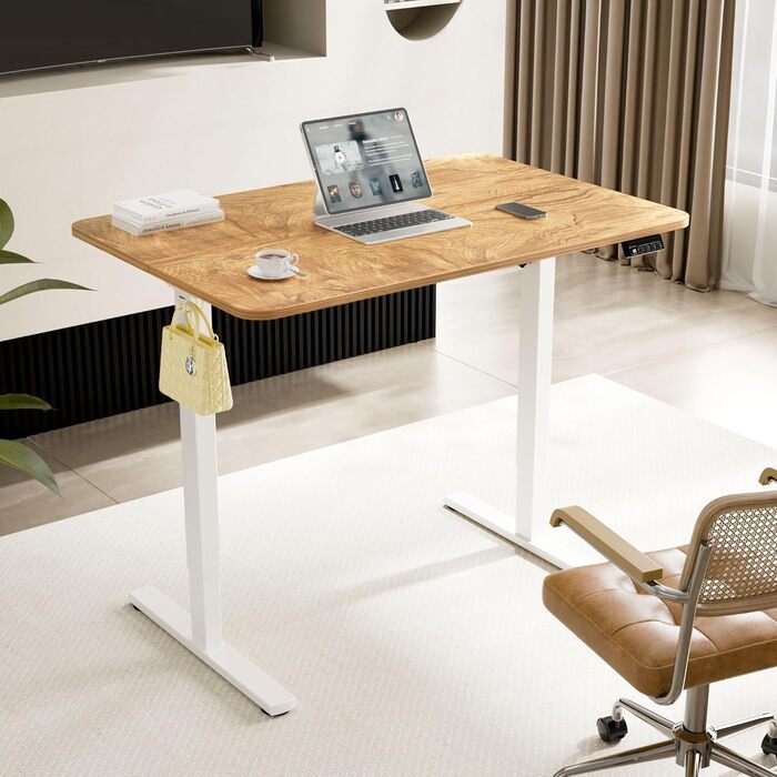 Електричний регульований стіл Ergomaker з пам'яттю та плавним запуском/зупинкою, телескопічний, одномоторний, білий