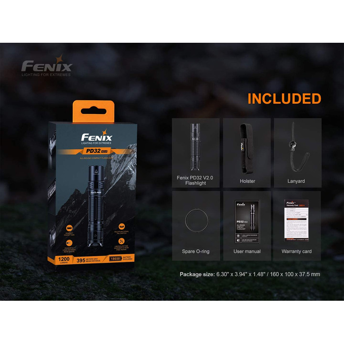 Ліхтарик FENIX Unisex-Adult Pd32 V2.0, різнокольоровий, звичайний