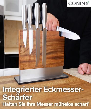 Магнітний тримач для ножів Coninx | Тримач для кухонних ножів з акціїї | Двосторонній, антиковзний