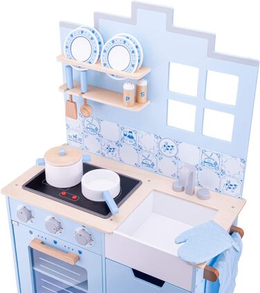 Новий кухонний куточок Classic Toys 11065 - Модерн з варильною поверхнею, Multi Color (Delft Blue)