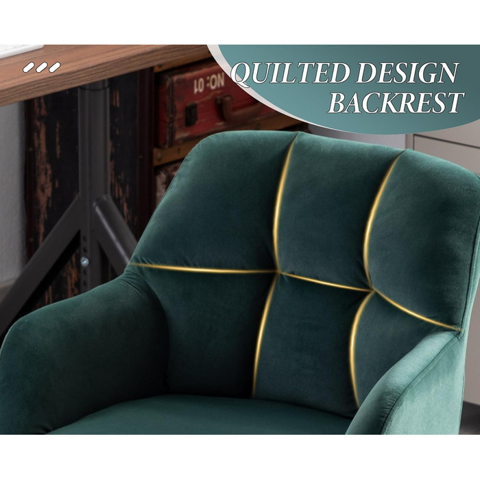 Офісний стілець Chairus обертовий оксамитовий зелений з металевими ніжками, без коліс для кабінету