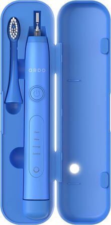 Електрична зубна щітка Ordo Sonic+ з кейсом для подорожі, фіолетового кольору (Арктичний блакитний). 4 режими чищення, швидка зарядка USB, для дорослих, смарт-технологія