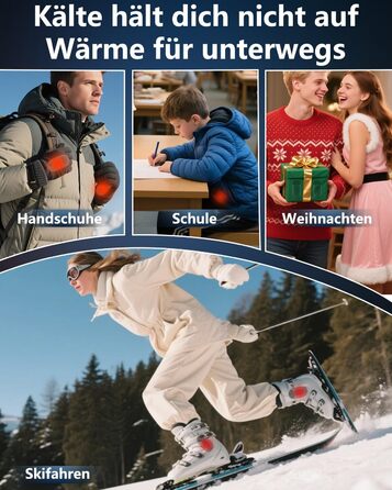 Електричні грілки для рук DDKJ - 2 шт. з LED-дисплеєм, 3 режими нагріву, перезаряджаються, для дітей, чоловіків, жінок. Компактні, багаторазові, білий та чорний колір