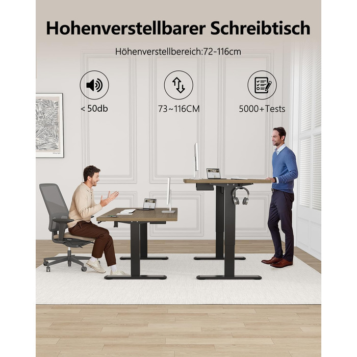 Регульований стіл Flamaker: електричний, з пам'яттю, для офісу, 180x80 см, колір горіх